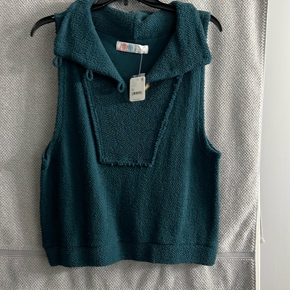 NWT Free People Beach Overboard Pullover, Size M, Color: Varsity Navy-More Green